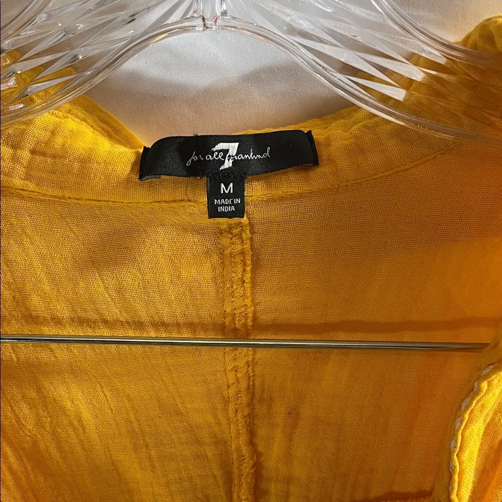 7 For All Mankind Yellow Cotton Blouse and Short Set - Picture 3 of 11
